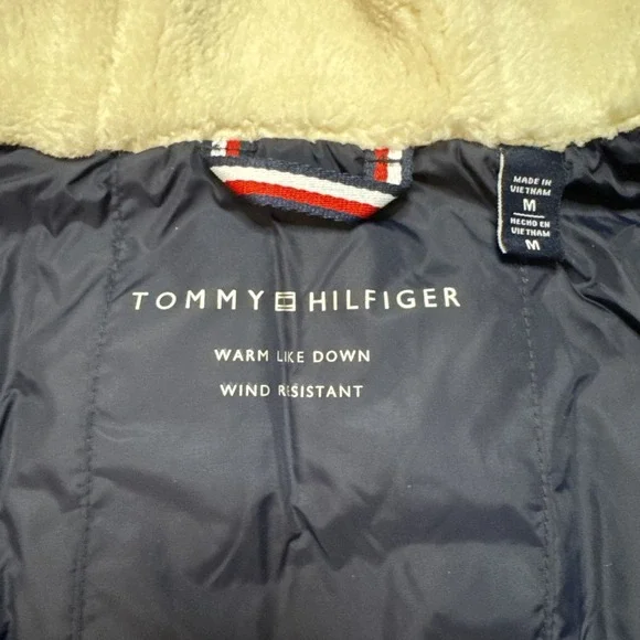 Tommy Hilfiger Men's Medium Puffer Jacket Black Hooded Warm Like Down Coat NWT‎ - Picture 4 of 14